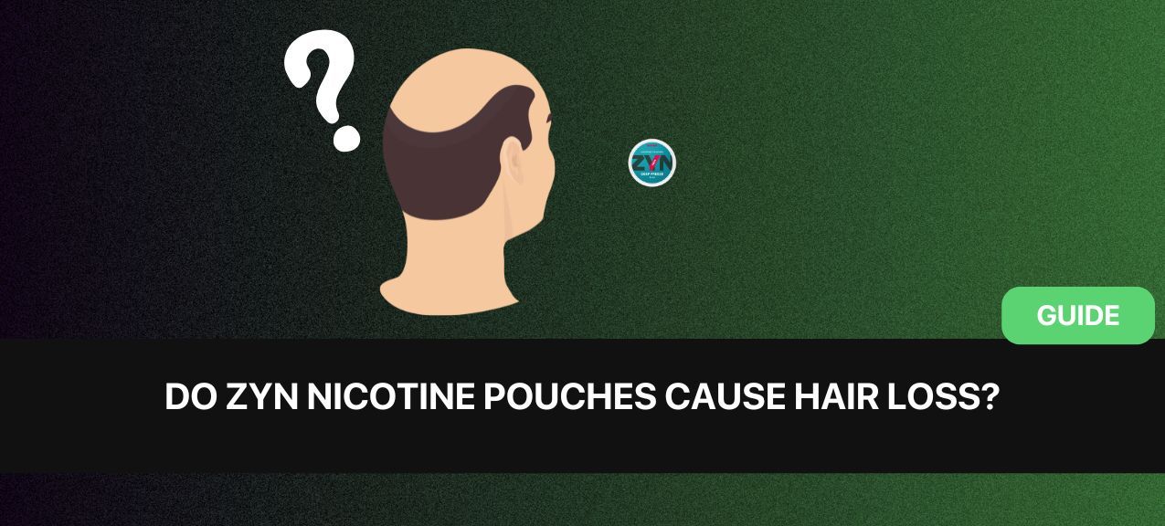 a bald man looking at a can of zyn nicotine pouches