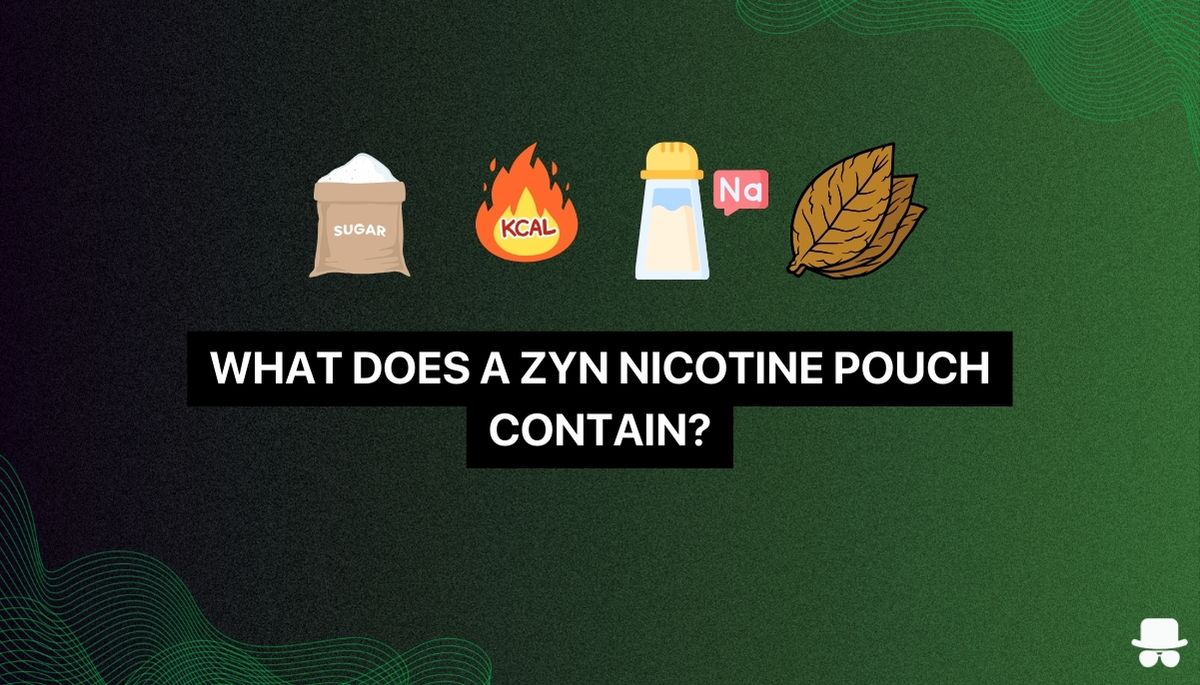 an image of tobacco, sugar, calories, and sodium with zyn nicotine pouches as depicting their ingredients