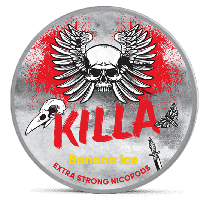 Killa Banana Ice Extra Strong Slim All White Product Label