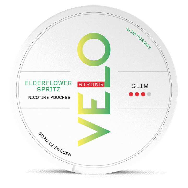 VELO Elderflower Spritz Slim Strong All White Portion snus can at Snusdaddy.com