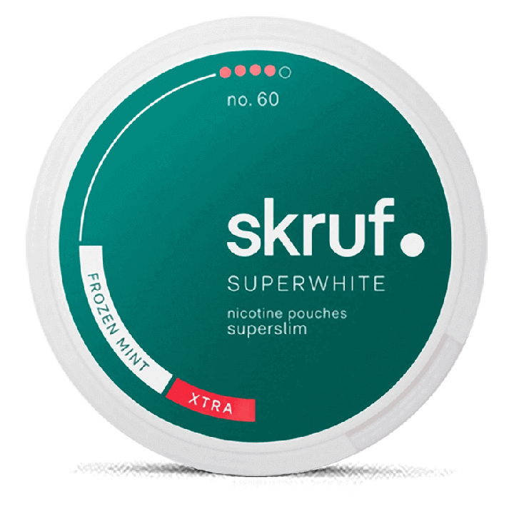 Skruf Superwhite no. 60 Frozen Mint Superslim Xtra Strong Product Label