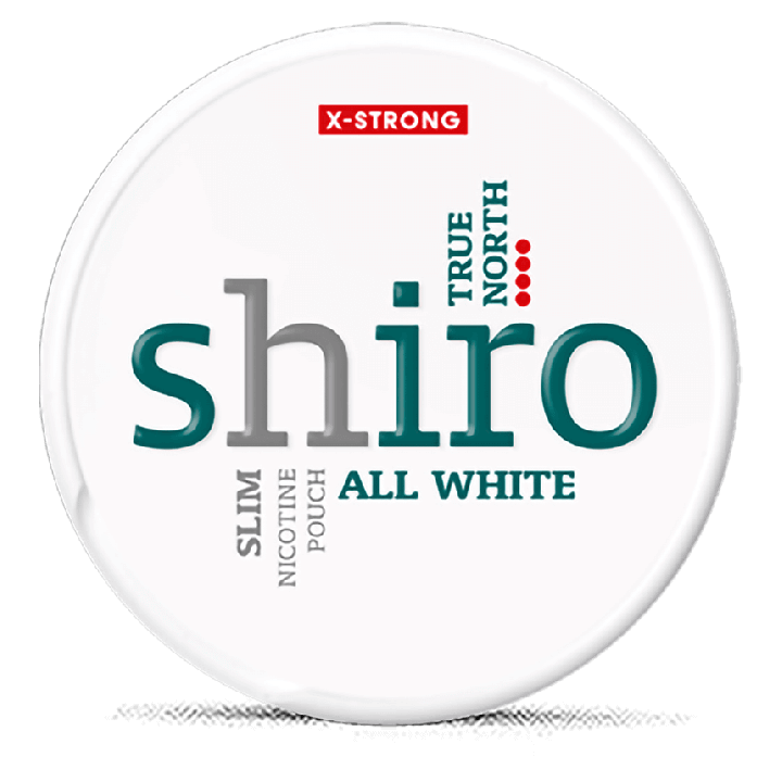 Shiro All White Slim True North X-Strong snus can at Snusdaddy.com