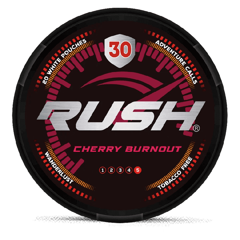 RUSH Cherry Burnout Product Label