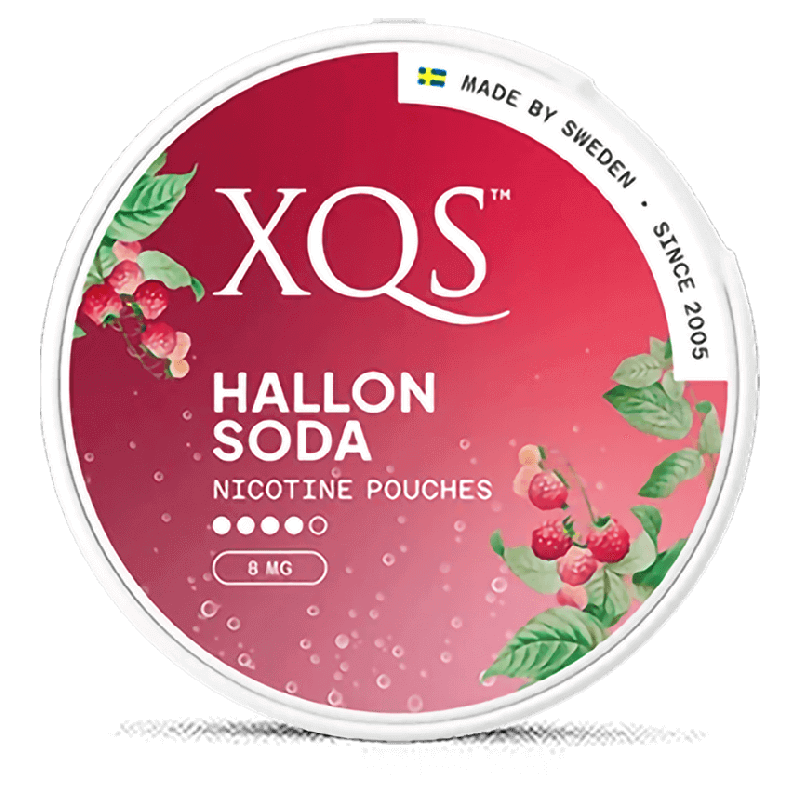 XQS Hallonsoda Strong Product Label